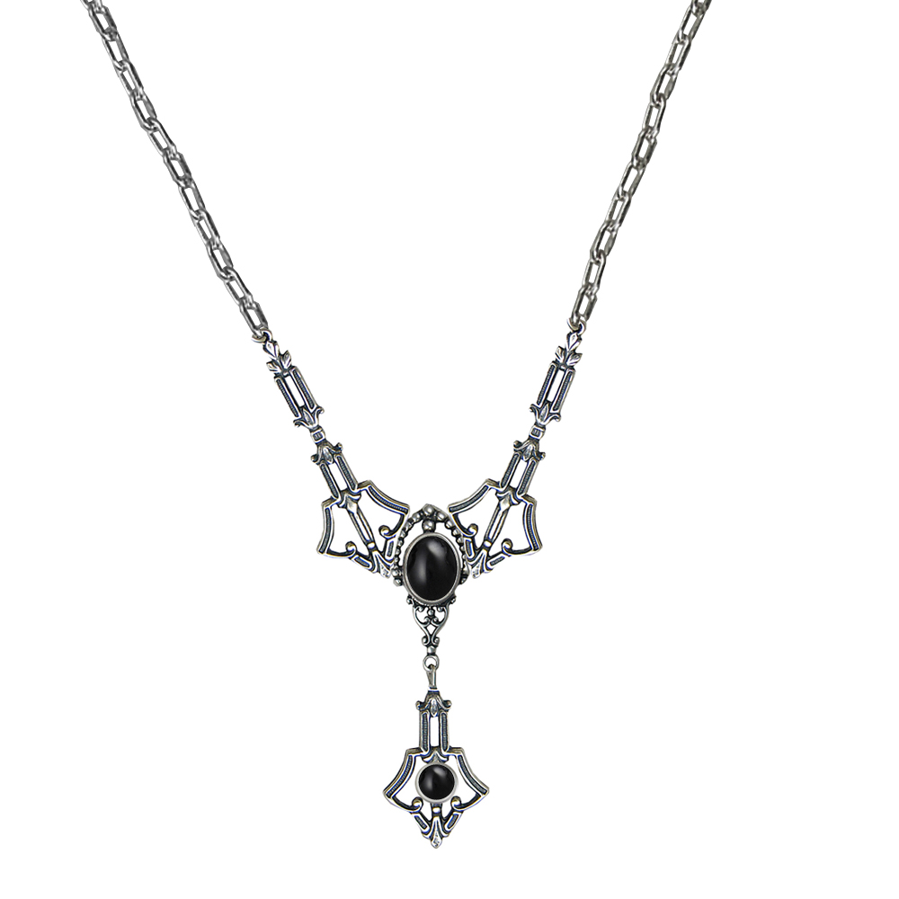 Sterling Silver Victorian Inspired Necklace With Black Onyx